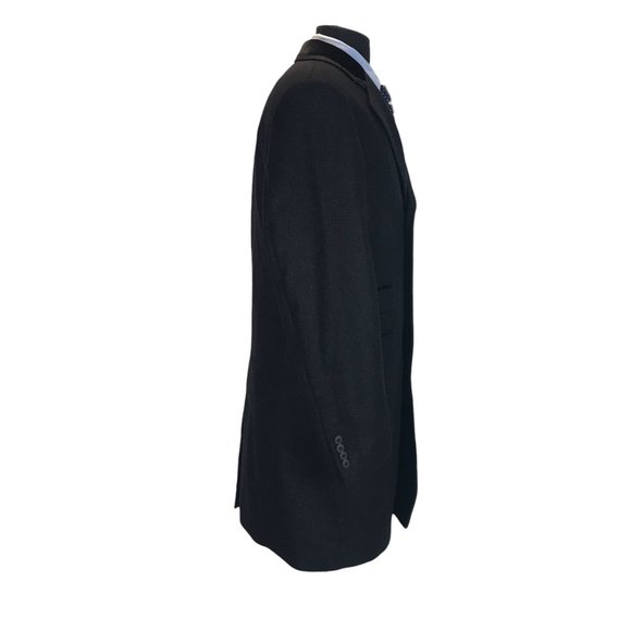 M&S Mens Wool Rich Overcoat Jacket Black Chest 38-40" Velvet Collar Business - Picture 4 of 12